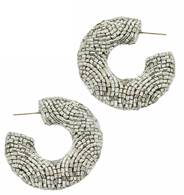 Metallic Seed Bead Open Hoops