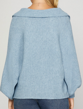 Load image into Gallery viewer, COLLARED DOLMAN SLEEVE RIBBED SWEATER
