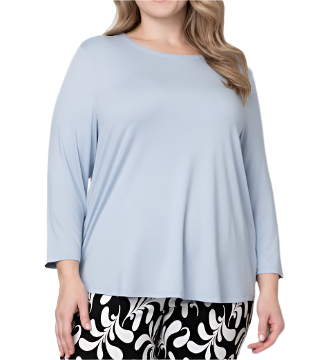 Juliana Crepe 3/4 Sleeve Hi-Lo Tee - Curvy