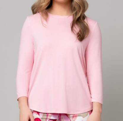 Juliana Crepe 3/4 Sleeve Hi-Lo Tee