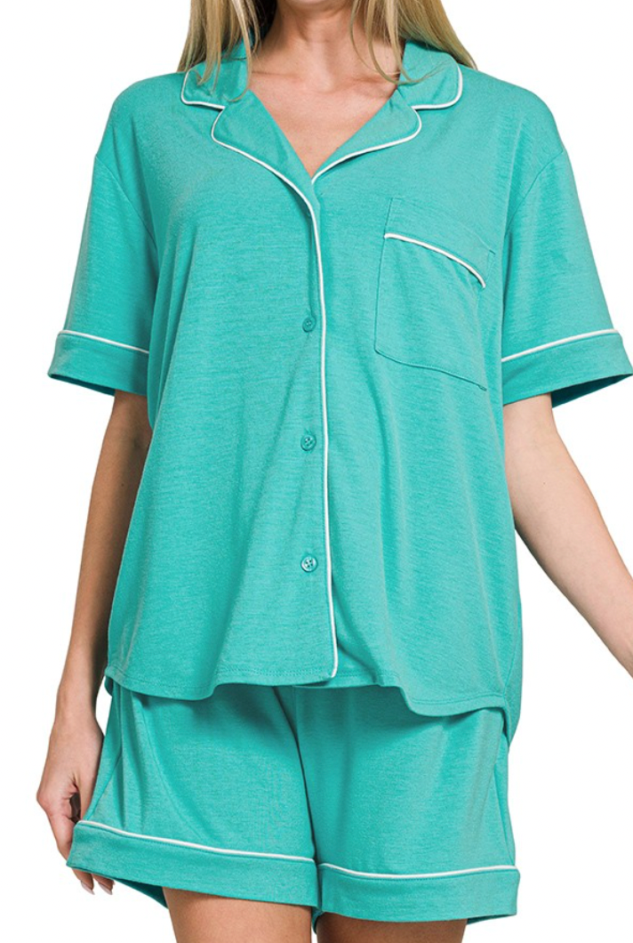 SHORT SLEEVE BUTTON DOWN SHIRTS & SHORTS 2 PCS SET