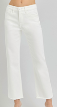 Load image into Gallery viewer, TUMMY CONTROL MID RISE CROP STRAIGHT FRAY HEM
