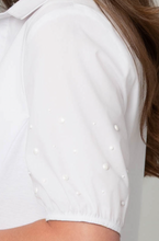 Load image into Gallery viewer, Pearl Embellished Button Front Top

