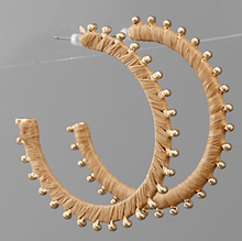 Load image into Gallery viewer, Raffia Flat Hoops
