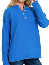 Load image into Gallery viewer, HENLEY NECKLINE BASIC SWEATER
