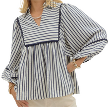 Load image into Gallery viewer, Striped Collared V-Neck Pullover
