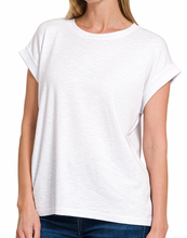 Load image into Gallery viewer, COTTON MODAL SLUB ROLLED SLEEVE TEE
