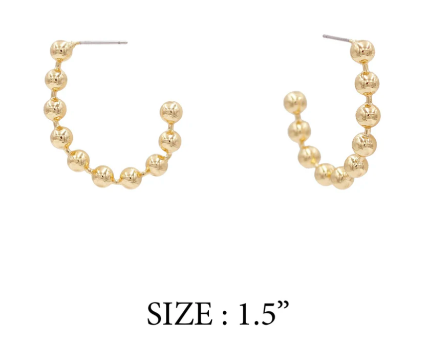 Gold Ball Chain Oval Hoop 1.5