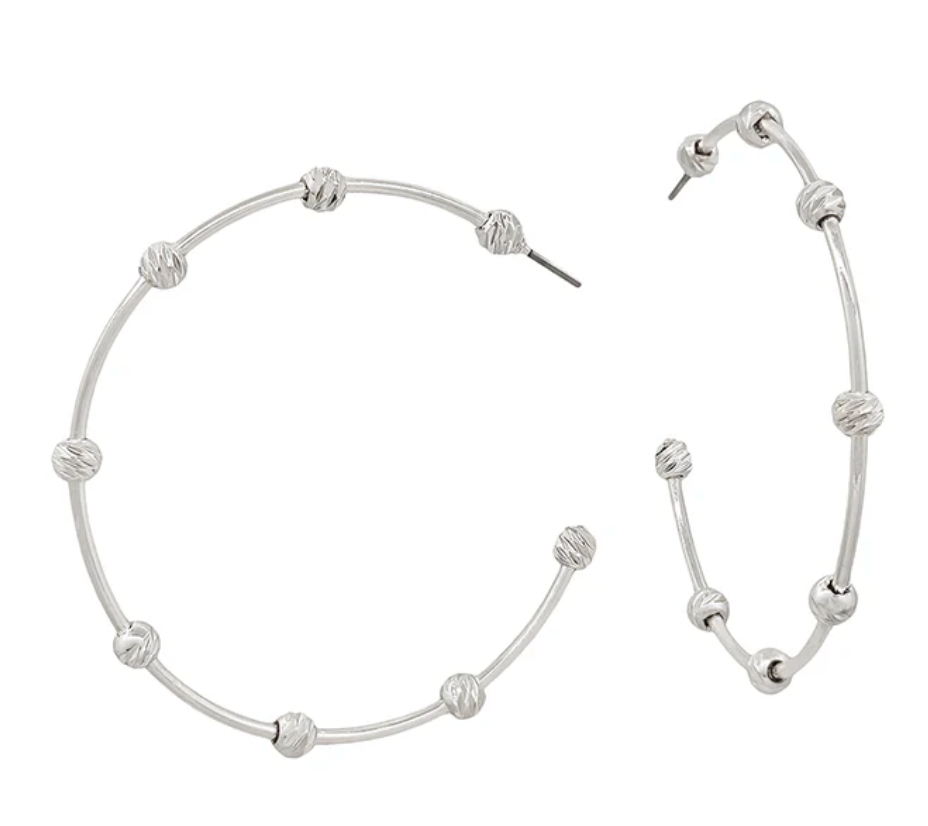 / Water Resistant Silver Bar with Silver Textured Ball 2
