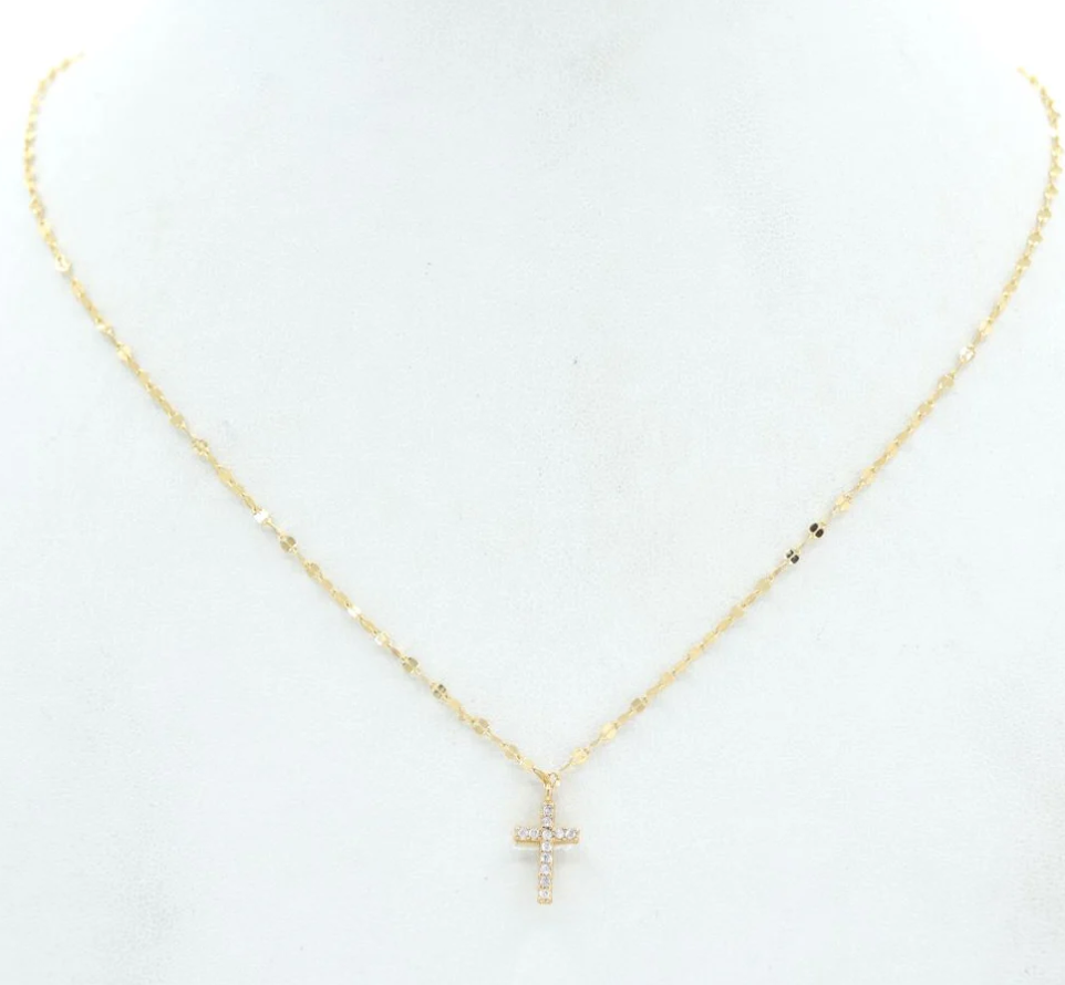 Gold Chain with Rhinestone Cross 16