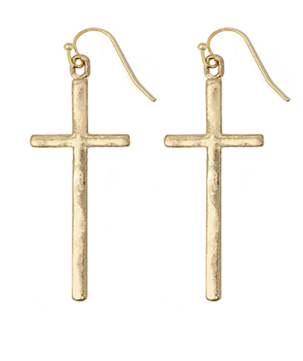 / FISHHOOK CROSS EARRINGS