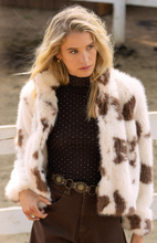 Load image into Gallery viewer, /Faux Fur Cow Print Short Jacket
