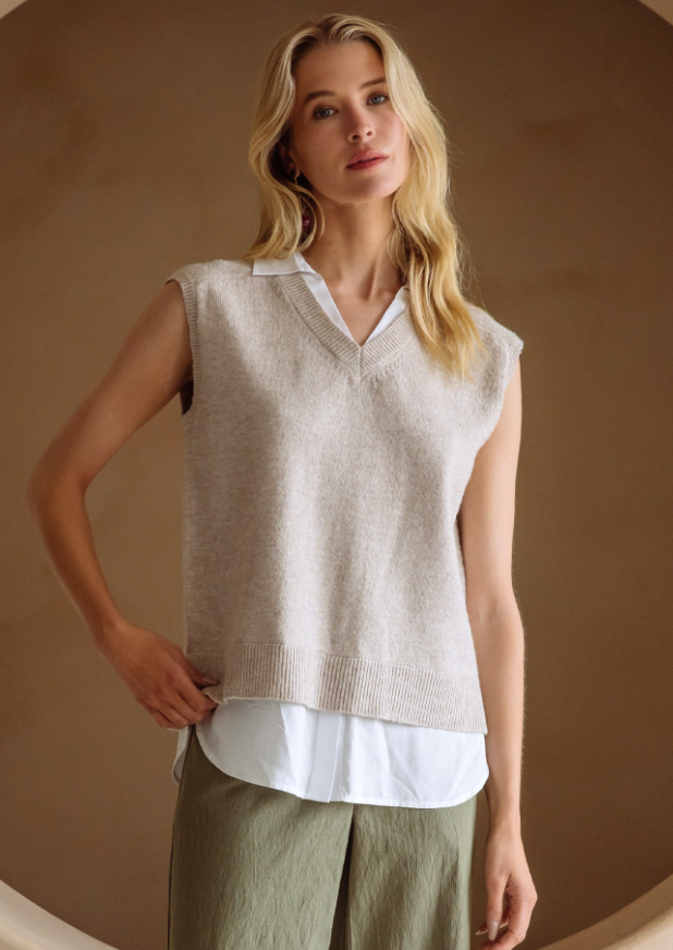 /Mix Media Shirt Vest