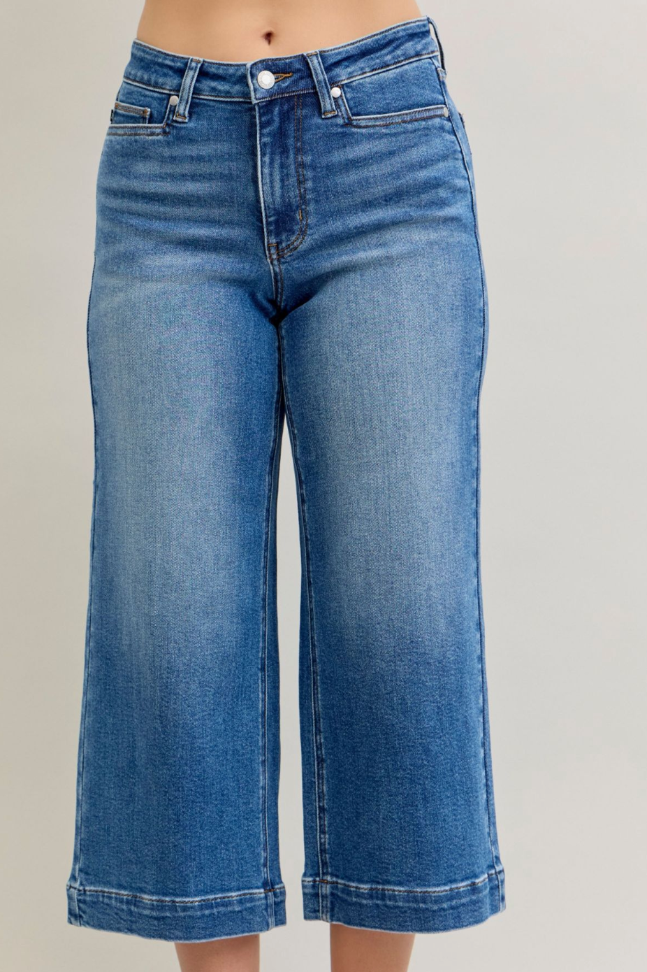 Judy Blue MR Wide Crop Vintage Pkts & Wide Hem