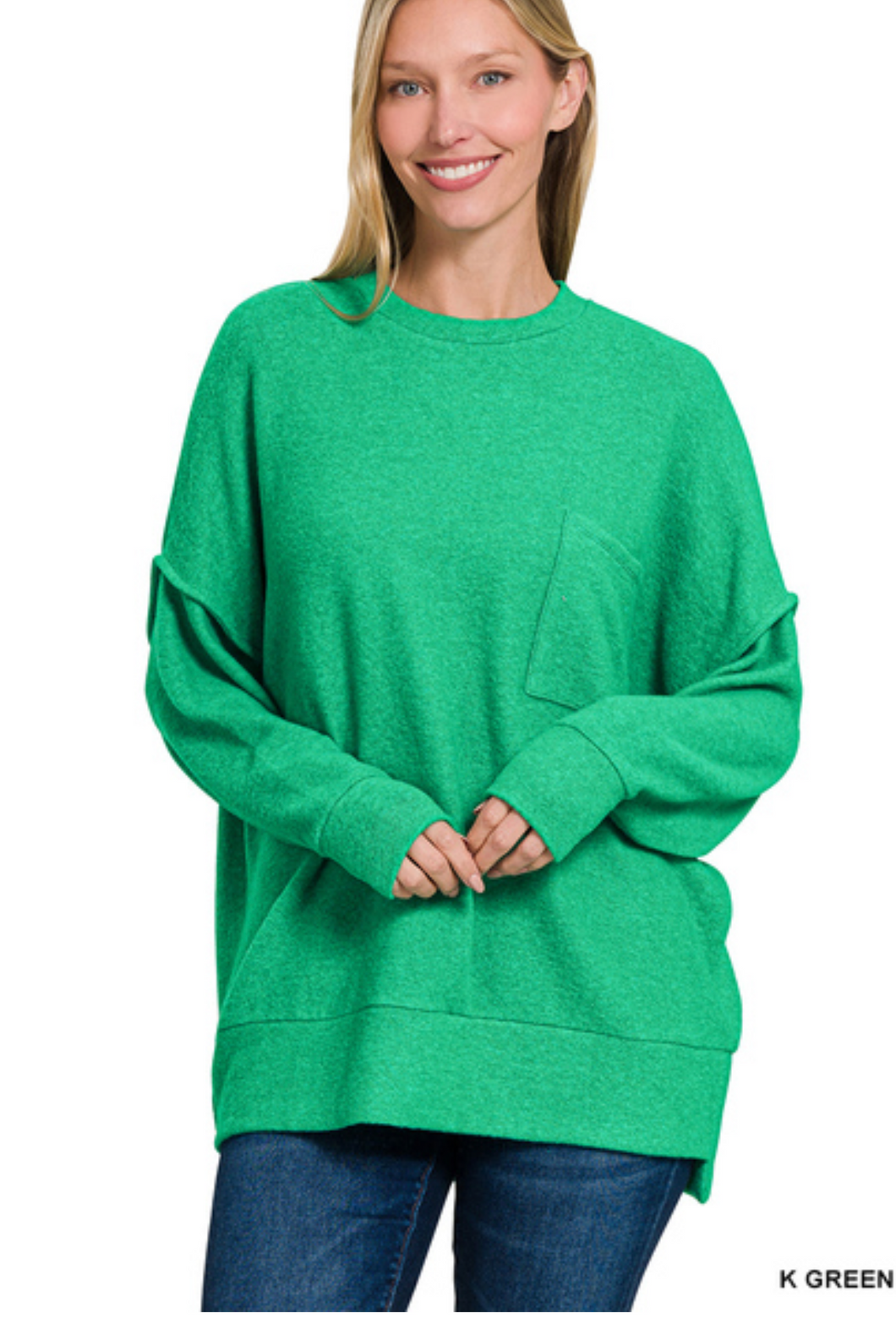 BRUSHED MELANGE DROP SHOULDER SWEATER