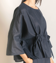Load image into Gallery viewer, P. CILL Washed Linen Half Sleeve Waist Tie Top
