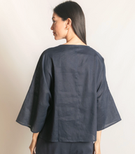 Load image into Gallery viewer, P. CILL Washed Linen Half Sleeve Waist Tie Top
