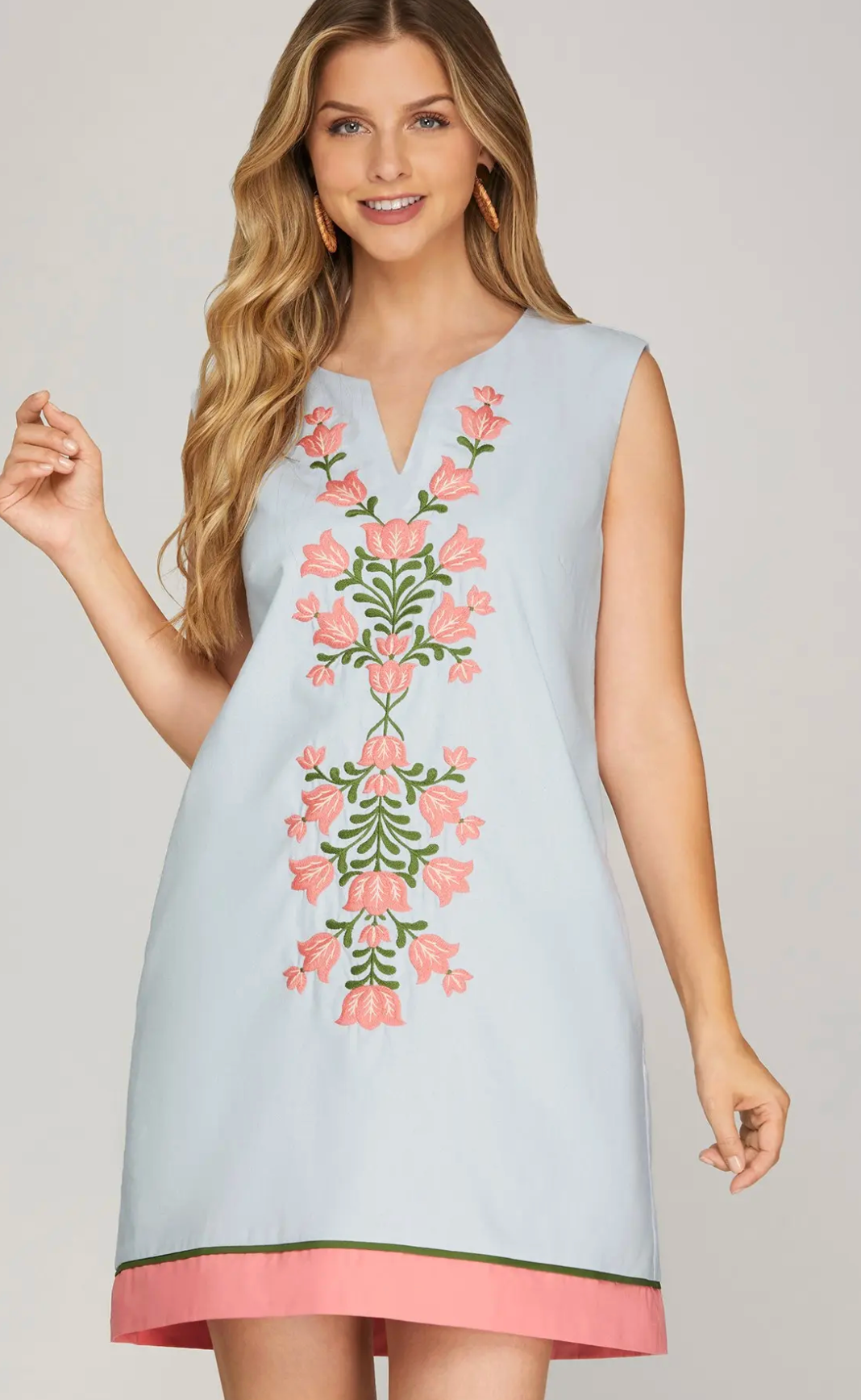 Blushing Bloom Embroidered Dress – Over the Moon Boutique