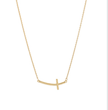 Load image into Gallery viewer, Sideways &amp; Curved Cross Pendant Necklace
