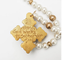 Load image into Gallery viewer, 18" Pearls with Multi Gem Esther Cross
