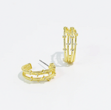 Load image into Gallery viewer, Golden Crystal Twist Hoops
