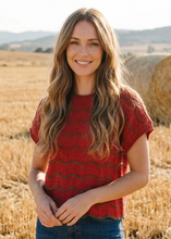 Load image into Gallery viewer, Scallop Striped  Sweater Top
