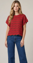 Load image into Gallery viewer, Scallop Striped  Sweater Top
