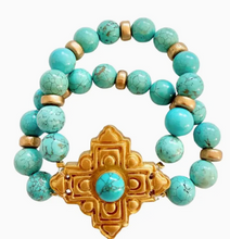 Load image into Gallery viewer, Turquoise Jade with Ellie Cross Gem Bracelet
