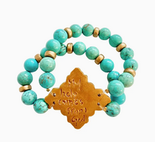 Load image into Gallery viewer, Turquoise Jade with Ellie Cross Gem Bracelet
