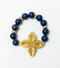 Load image into Gallery viewer, Lapis Lazuli with Kait Cross Bracelet
