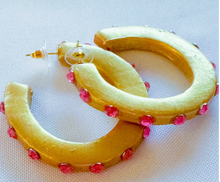 Load image into Gallery viewer, Pink Studded Hoops
