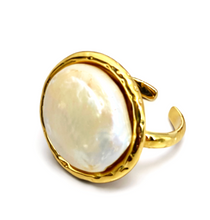 Load image into Gallery viewer, Round Mother of Pearl Plated Ring
