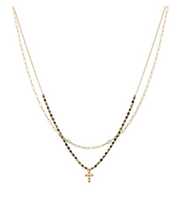 Load image into Gallery viewer, Two Row Cross Necklace
