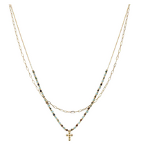 Load image into Gallery viewer, Two Row Cross Necklace
