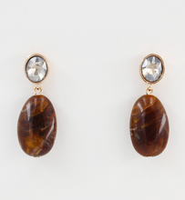 Load image into Gallery viewer, Rhinestone Marbled Resin Oval Dangle Earrings

