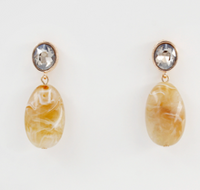 Load image into Gallery viewer, Rhinestone Marbled Resin Oval Dangle Earrings
