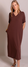 Load image into Gallery viewer, Knit Cotton V-neck T-shirt Dress
