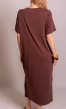 Load image into Gallery viewer, Knit Cotton V-neck T-shirt Dress
