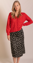 Load image into Gallery viewer, Polka Dot Print Satin Midi Skirt
