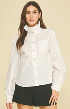 Load image into Gallery viewer, Ruffled High-Neck Button Down Shirt
