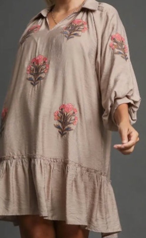 /Floral Boho Ruffle Hem Dress