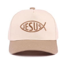Load image into Gallery viewer, Jesus fish symbol two tone cotton cap
