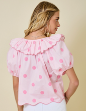 Load image into Gallery viewer, Pretty in Polka Dot Ruffle Top
