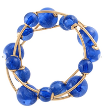 Load image into Gallery viewer, 3 Row Marble Ball &amp; Curved Metal Bracelet Set
