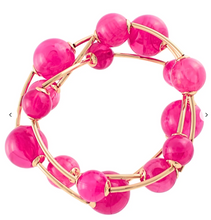 Load image into Gallery viewer, 3 Row Marble Ball &amp; Curved Metal Bracelet Set
