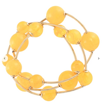 Load image into Gallery viewer, 3 Row Marble Ball &amp; Curved Metal Bracelet Set
