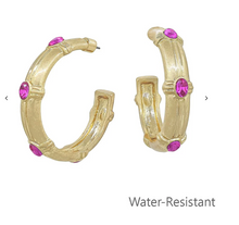 Load image into Gallery viewer, Color Stone Station Hoops
