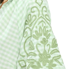 Load image into Gallery viewer, Gingham Embroidered Balloon Sleeve Top
