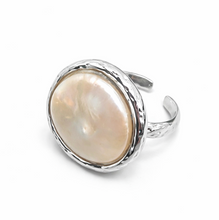 Load image into Gallery viewer, Round Mother of Pearl Plated Ring

