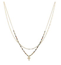 Load image into Gallery viewer, Two Row Cross Necklace

